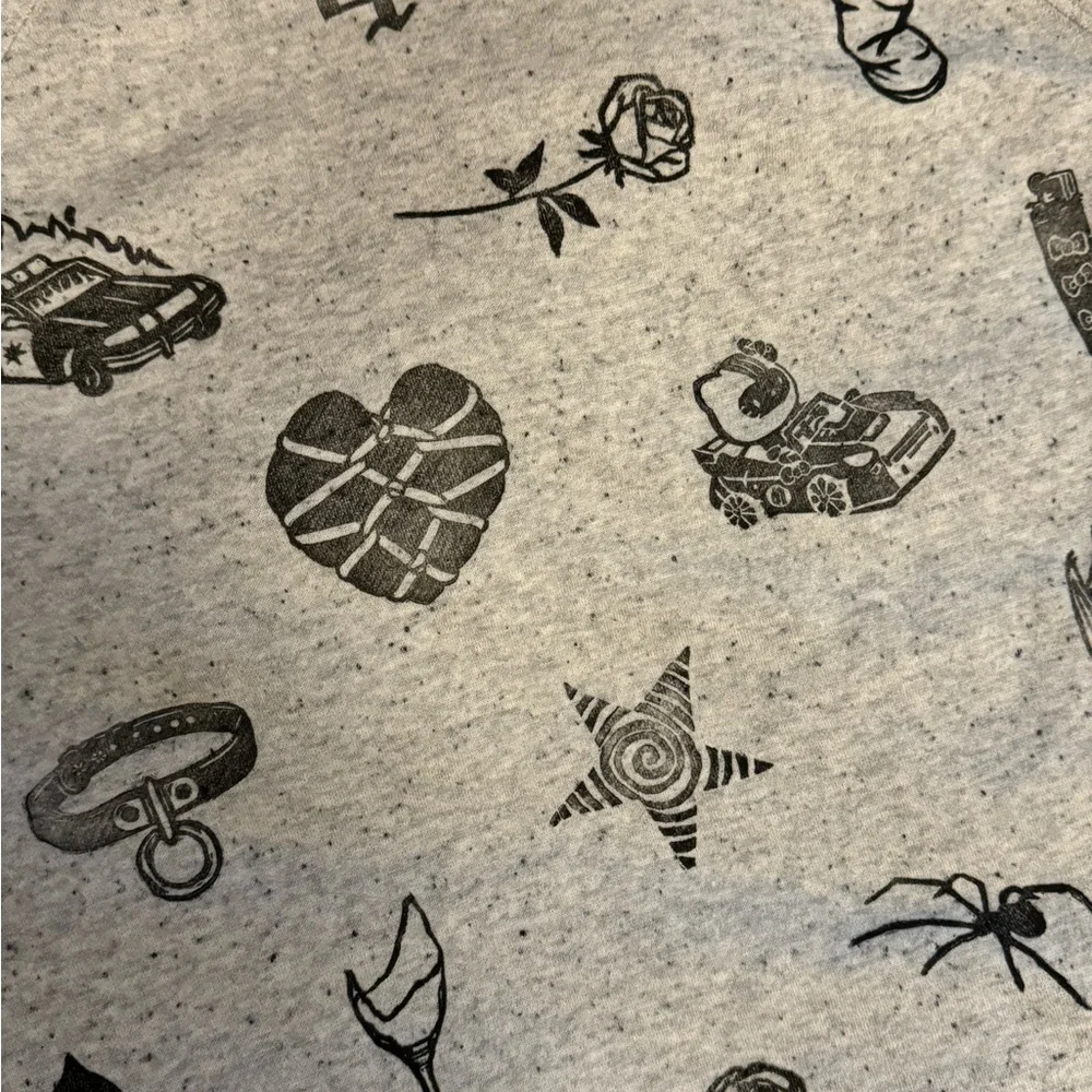 XXL blocked printed Old Navy pre-owned short sleeve crop raglan sweatshirt - Picture 3 of 5